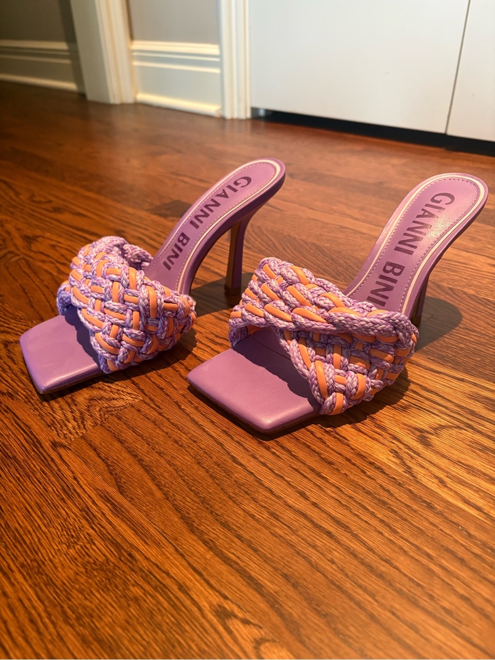 Gianni Bini Lavender and Peach Braided Slide Heels